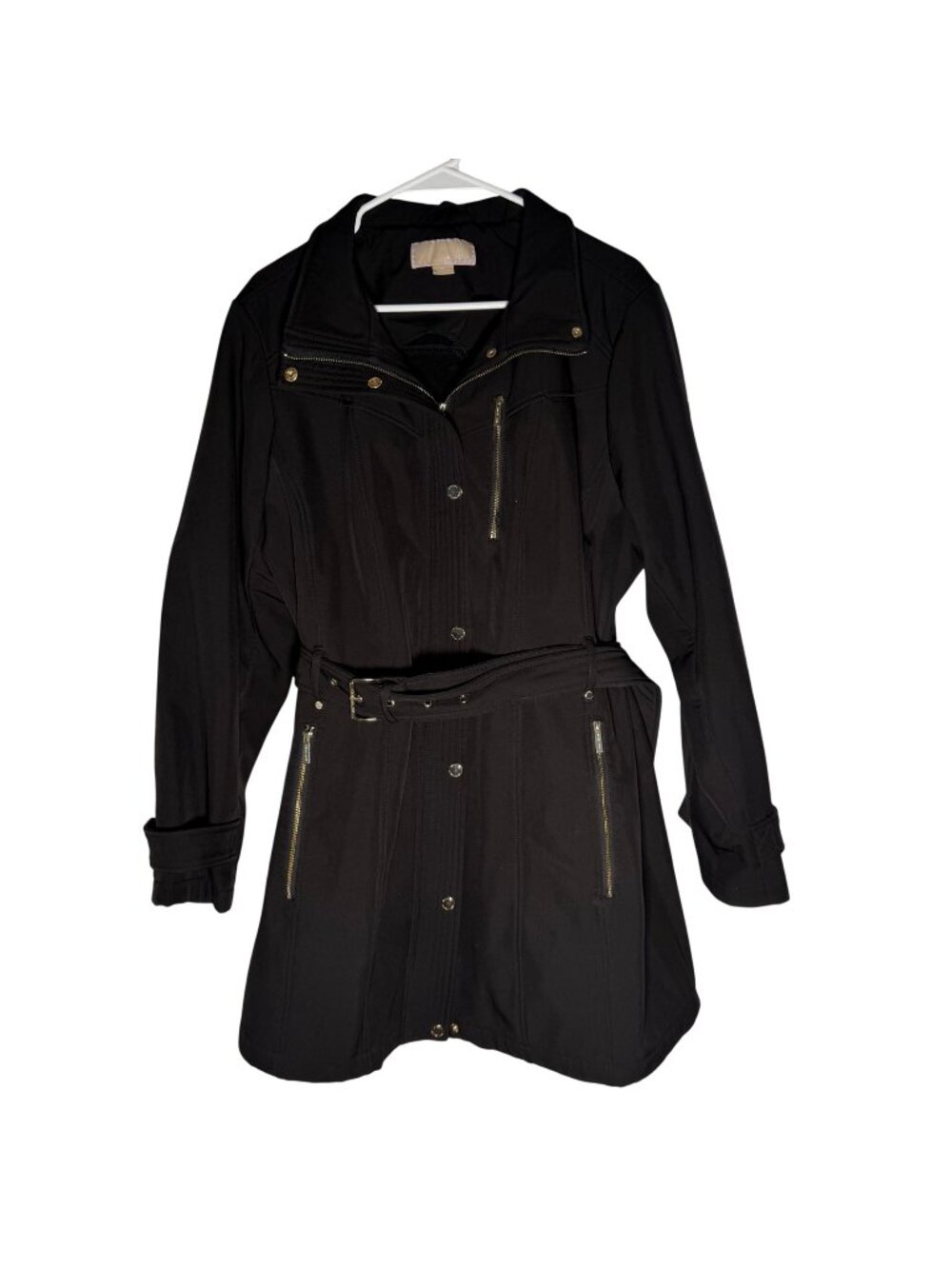 MICHAEL Michael Kors Black Belted Utility Jacket Coat Size XL